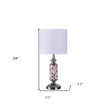 Load image into Gallery viewer, 24" Silver Bedside Table Lamp With White Drum Shade
