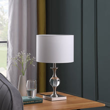 Load image into Gallery viewer, 20" Silver Bedside Table Lamp With White Drum Shade