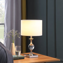 Load image into Gallery viewer, 20" Silver Bedside Table Lamp With White Drum Shade