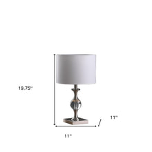 Load image into Gallery viewer, 20" Silver Bedside Table Lamp With White Drum Shade