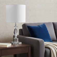 Load image into Gallery viewer, 23" Silver Crystal Standard Table Lamp With White Classic Drum Shade Table Lamp