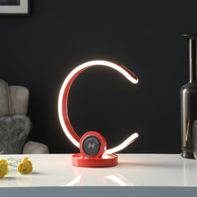 Load image into Gallery viewer, 13" Red Contempo C Shape LED with USB Desk or Table Lamp