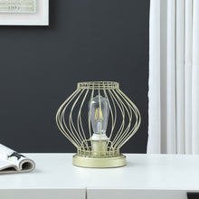 Load image into Gallery viewer, 10" Gold Bedside Table Lamp With Gold Cage Shade
