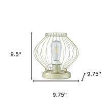Load image into Gallery viewer, 10" Gold Bedside Table Lamp With Gold Cage Shade