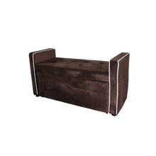 Load image into Gallery viewer, Brown Suede Shoe Storage Bench with Drawer