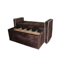Load image into Gallery viewer, Brown Suede Shoe Storage Bench with Drawer
