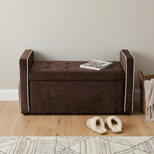 Load image into Gallery viewer, Brown Suede Shoe Storage Bench with Drawer