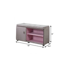 Load image into Gallery viewer, Light Gray and Pink Tufted Shoe Storage Bench