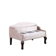 Load image into Gallery viewer, Silver Velour Baby Grand Piano Storage Bench