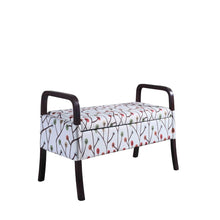 Load image into Gallery viewer, 17" Dark Brown And Blue Upholstered 100% Polyester Floral Entryway Bench With Flip Top