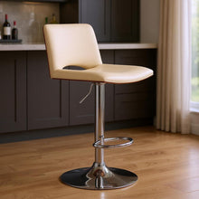 Load image into Gallery viewer, 42" Faux Leather Swivel Low Back Adjustable Height Bar Chair - Cream / Silver