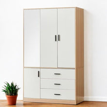 Load image into Gallery viewer, 71" Mirro Three Door Three Drawer Combo Dresser - White And Natural