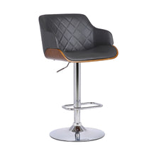 Load image into Gallery viewer, Faux Leather And Iron Low Back Adjustable Height Swivel Bar Chair - Gray And Silver