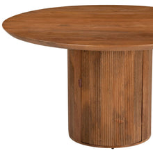 Load image into Gallery viewer, 56" Solid Wood Ribbed Texture Pedestal Base Round Dining Table - Brown