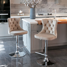 Load image into Gallery viewer, Swivel Barstools Adjusatble Seat Height From 25-33", Modern Upholstered Base Bar Stools With Backs Comfortable Tufted For Home Pub And Kitchen Island (Set of 2)