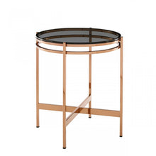 Load image into Gallery viewer, Glass Geo Round End Table - Rosegold And Smoke