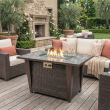 Load image into Gallery viewer, Fire Pit Table, Glass Wind Guard And Rain Cover, Lid - Brown