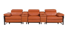 Load image into Gallery viewer, Top Grain Leather Reclining Metal USB Sofa (720346) - Camel