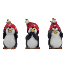 Load image into Gallery viewer, Penguin Christmas Figurine (Set of 3) - Black / White / Red