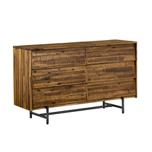 Load image into Gallery viewer, Solid Wood Six Drawer Double Dresser - Brown / Black