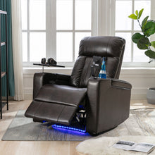Load image into Gallery viewer, Power Recliner With Storage Arms, Cupholders, Swivel Tray Table And Cell Phone Stand - Brown