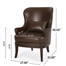 Load image into Gallery viewer, Accent Chair With Nailhead Trim And Birch Wood Legs - Dark Brown