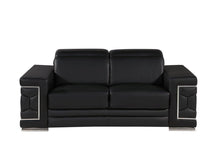 Load image into Gallery viewer, Genuine Leather Love Seat - Silver / Black
