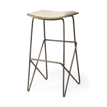 Load image into Gallery viewer, 30" Iron And Fabric Backless Bar Height Bar Chair - Cream / Gold