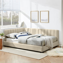 Load image into Gallery viewer, Mid-Century Upholstered Tufted Bed Frame With Backrest And Armrests