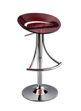 Load image into Gallery viewer, Acrylic And Metal Low Back Adjustable Height Bar Chair - Red And Silver