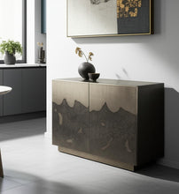 Load image into Gallery viewer, 30" Distressed Metal Texture Door Accent Cabinet With Two Doors - Gray