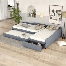 Load image into Gallery viewer, Upholstered Double Daybed With Trundle And Drawer