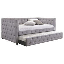 Load image into Gallery viewer, Cross - Upholstered Twin Daybed With Trundle - Gray