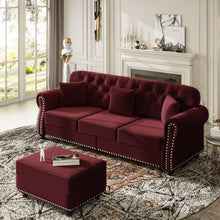 Load image into Gallery viewer, Upholstered 3 Seater Sofa Set With Ottoman