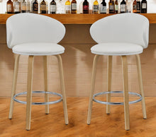 Load image into Gallery viewer, Faux Leather And Metal Low Back Counter Height Bar Chairs (Set of 2) - White And Brown