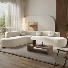 Load image into Gallery viewer, Extra Large Sectional Sofa Soft Fabric Upholstery, Elegant Curved Design With 3 Round Cushions, High - Resilience Foam For Ultimate Comfort - Beige