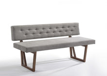Load image into Gallery viewer, 63" Gray and Brown Upholstered Linen Blend Dining Bench