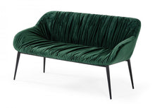 Load image into Gallery viewer, 56" Green and Black Velvet Upholstered Dining Bench