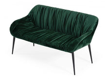 Load image into Gallery viewer, 56" Green and Black Velvet Upholstered Dining Bench