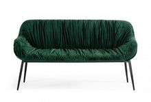 Load image into Gallery viewer, 56" Green and Black Velvet Upholstered Dining Bench