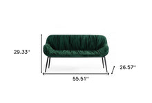Load image into Gallery viewer, 56" Green and Black Velvet Upholstered Dining Bench
