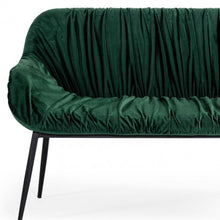 Load image into Gallery viewer, 56" Green and Black Velvet Upholstered Dining Bench