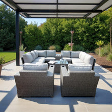 Load image into Gallery viewer, Outdoor Wicker Sectional With Weather Resistant Cushions And Table