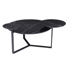 Load image into Gallery viewer, Faux Marble Metal With Iron Round Coffee Table - Black