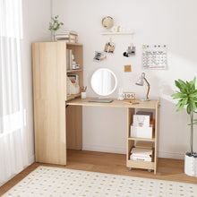 Load image into Gallery viewer, Stretchable Office Desk With Storage Shelves And Mobile Wheels