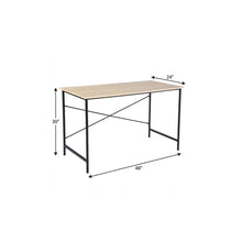 Load image into Gallery viewer, 48" Natural and Black Wood and Aluminum Computer Desk