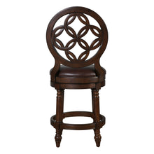 Load image into Gallery viewer, Faux Leather Solid Wood Counter Height Swivel Bar Chair - Dark Brown / Walnut