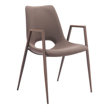 Load image into Gallery viewer, Upholstered Faux Leather Open Back Dining Arm Chairs (Set of 2) - Brown