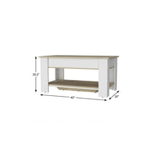 Load image into Gallery viewer, 40" Natural and White Wood Storage Bench With Flip Top Shoe Storage And Shelves