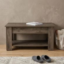 Load image into Gallery viewer, 40" Dark Brown Wood Storage Bench With Flip Top Shoe Storage And Shelves